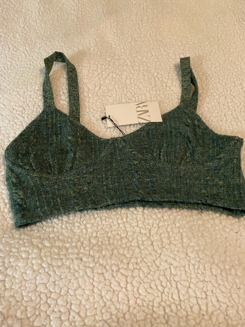Zara Teal Marled Knit Bralette - Picture 2 of 7